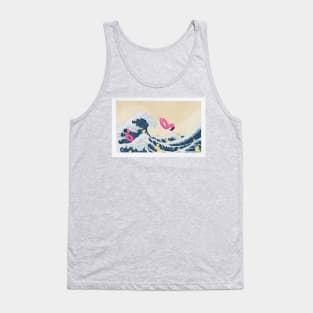 Big Wave vs. Rubber duck and flamingo Tank Top